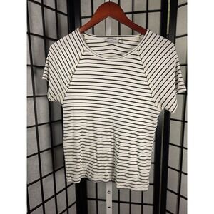 90s vibe LNA Clothing‎ Womens Ribbed Striped Raglan Top Cream Blue Medium